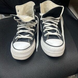 Black converse, high top platform shoes